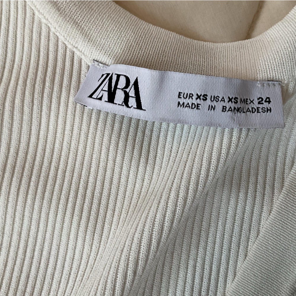 Zara White Ribbed Tank Top XS - Picture 3 of 5